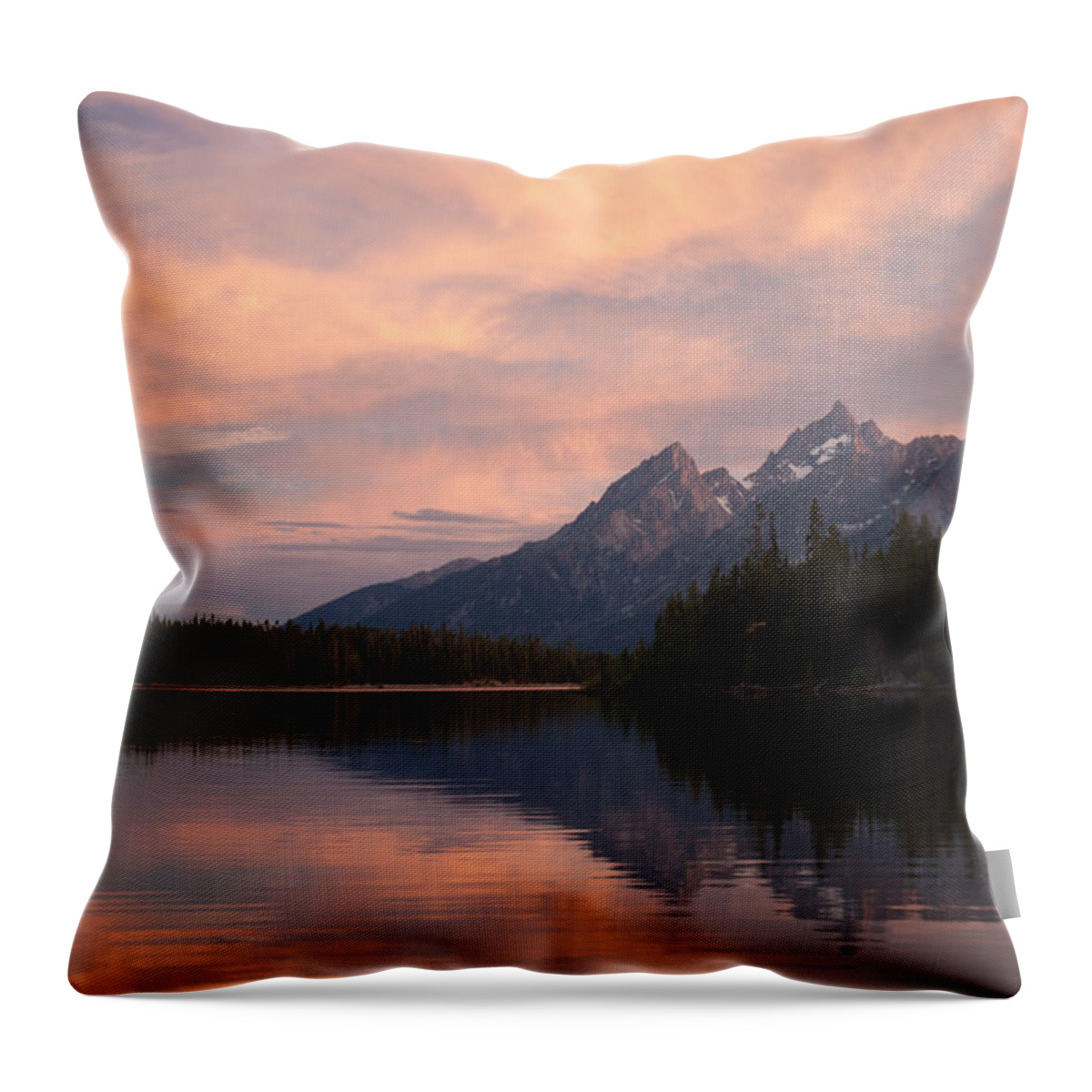Grand Teton Throw Pillow featuring the photograph Grand Teton Sunset by Bruce Gourley