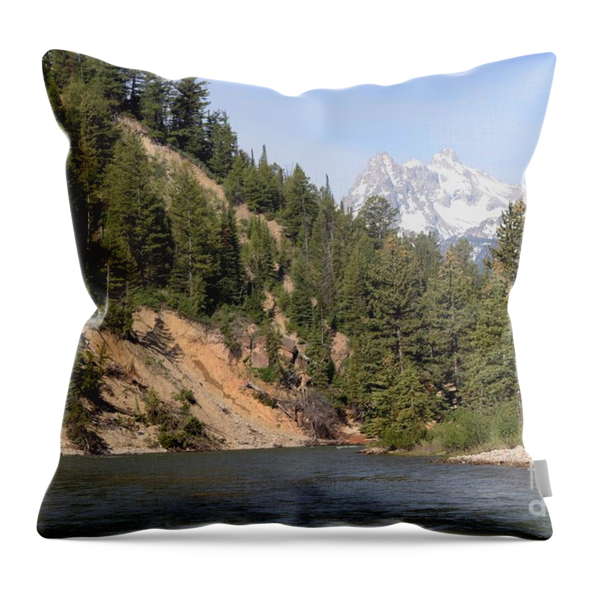 Grand Tetons Throw Pillow featuring the photograph Grand Tetons From Snake River by Living Color Photography Lorraine Lynch