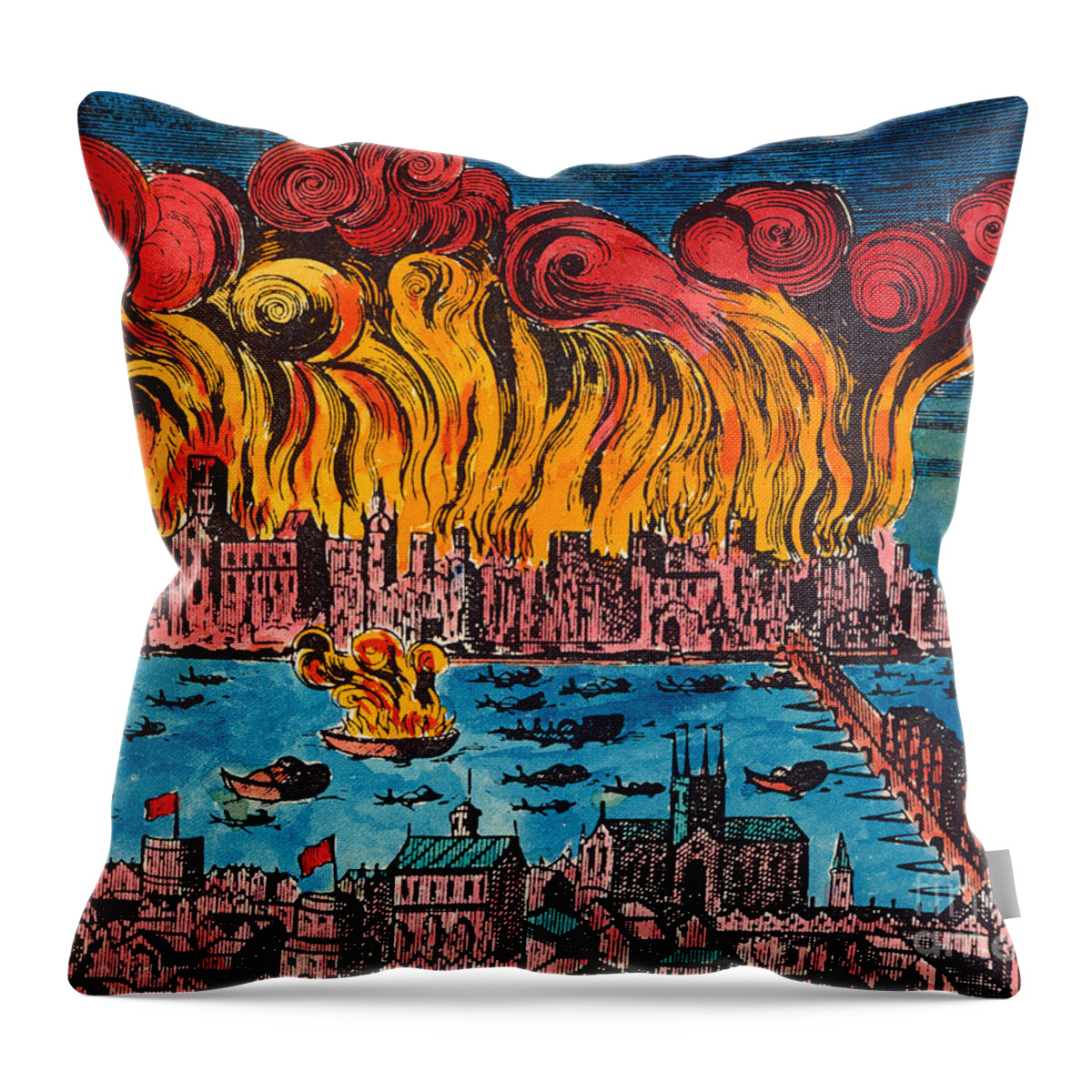 1666 Throw Pillow featuring the photograph Great Fire Of London, 1666 by Granger