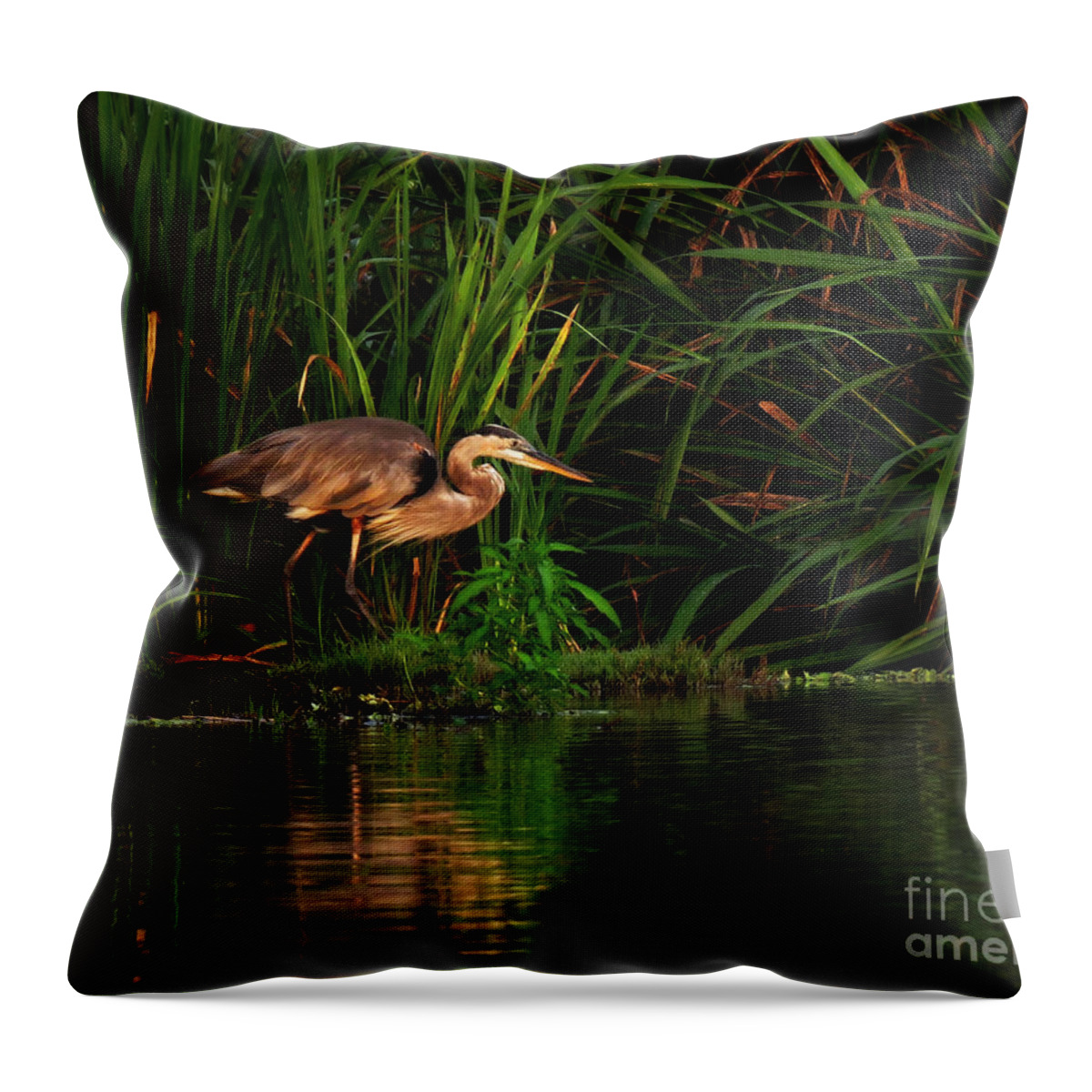 Nature Throw Pillow featuring the photograph Great Heron by Deborah Smith