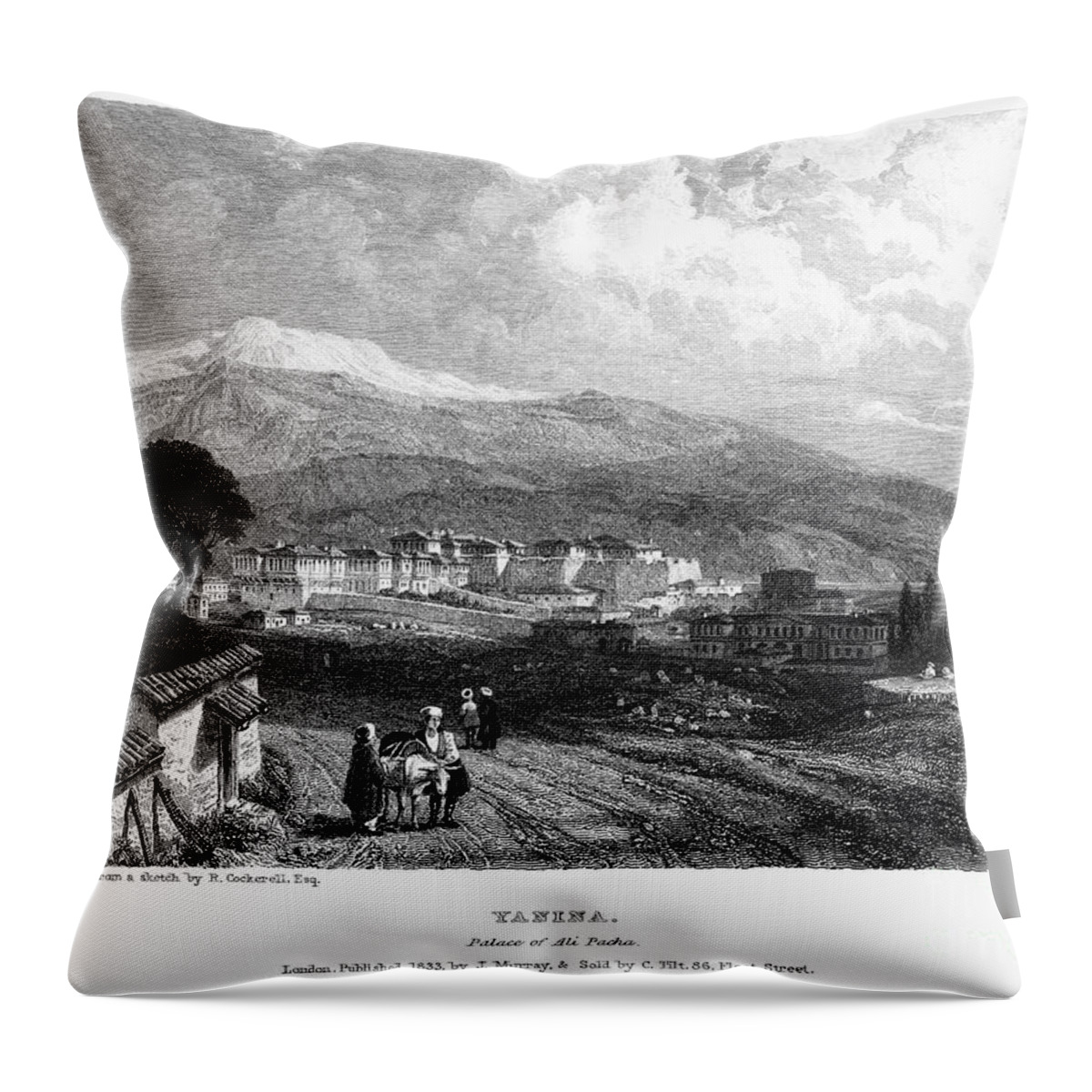 1833 Throw Pillow featuring the photograph Greece: Yanina, 1833 by Granger