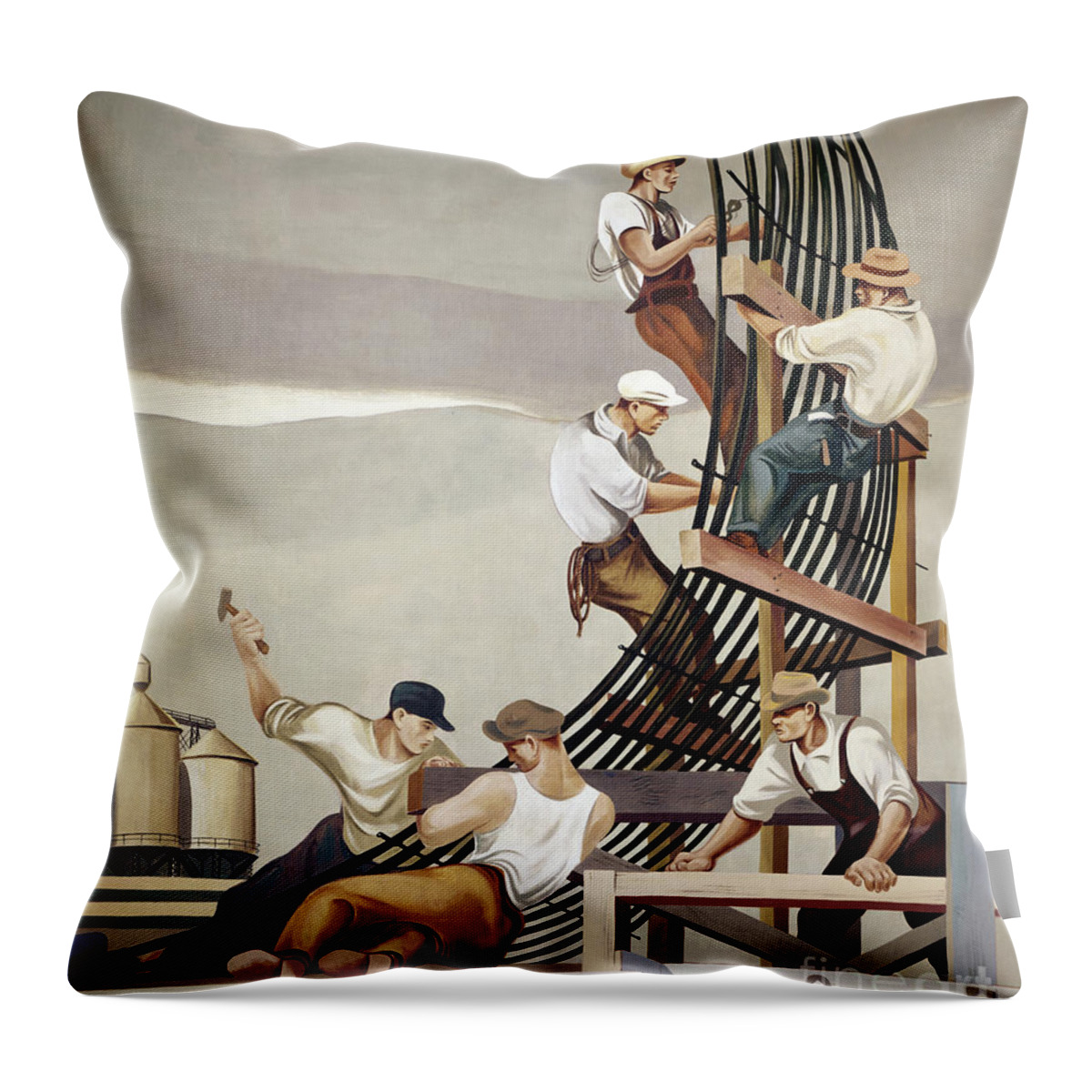 1930s Throw Pillow featuring the photograph Dam, 1939 by William Gropper
