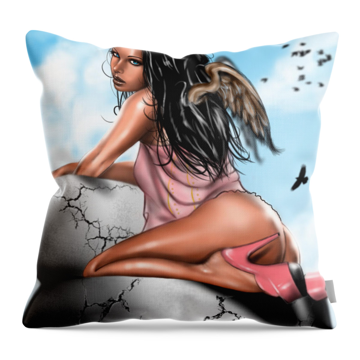 Pete Throw Pillow featuring the painting Halo Remix by Pete Tapang