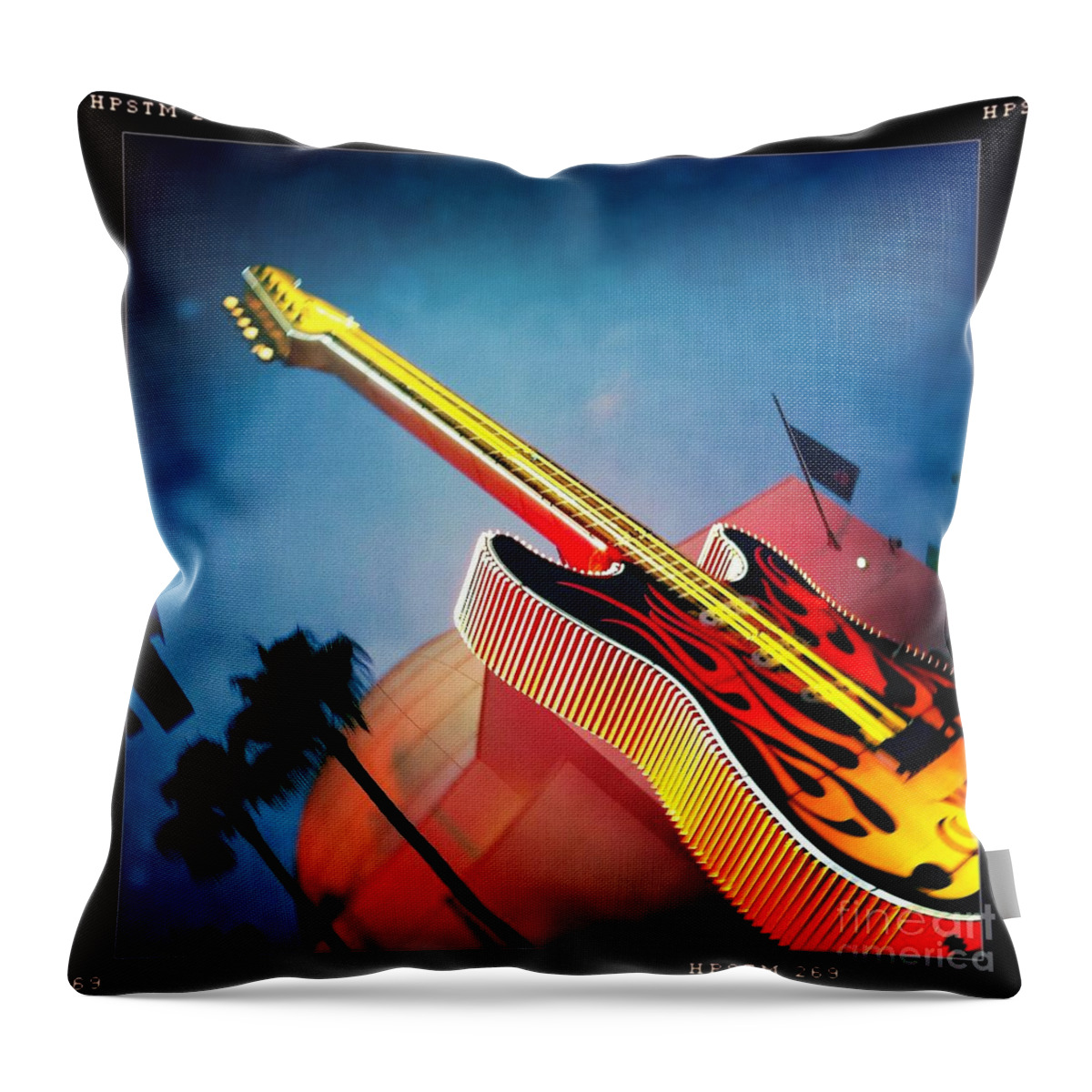 Hard Rock Cafe Throw Pillow featuring the photograph Hard Rock Guitar by Nina Prommer