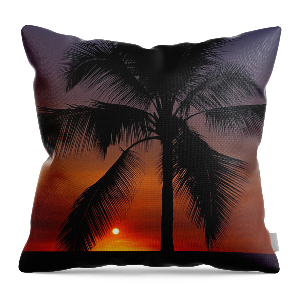 Sunset Throw Pillow featuring the photograph Hawaiian Sunset by Sally Weigand
