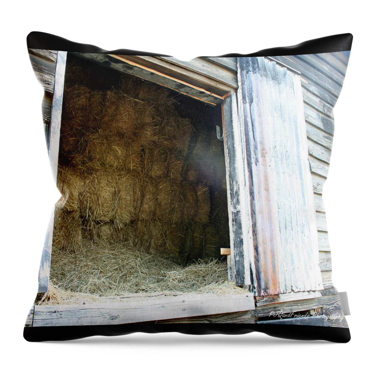 Hay Barn Throw Pillow featuring the photograph 'Hay Barn at Serenbe' by PJQandFriends Photography