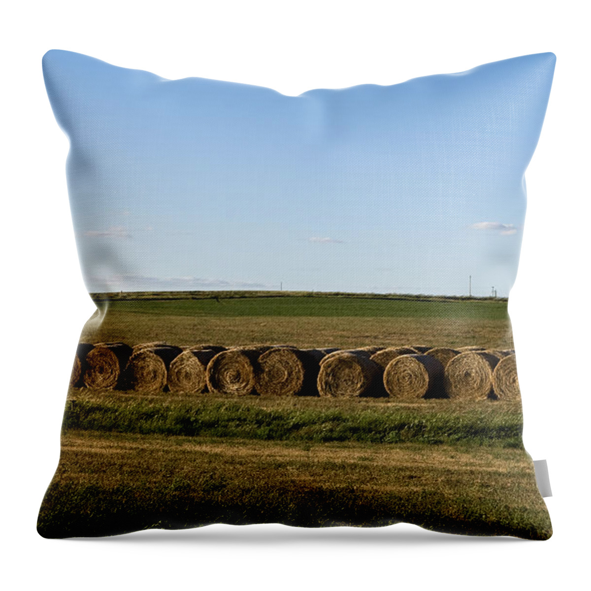 Farm Throw Pillow featuring the photograph Hay Rolls Big Sky by Lorraine Devon Wilke
