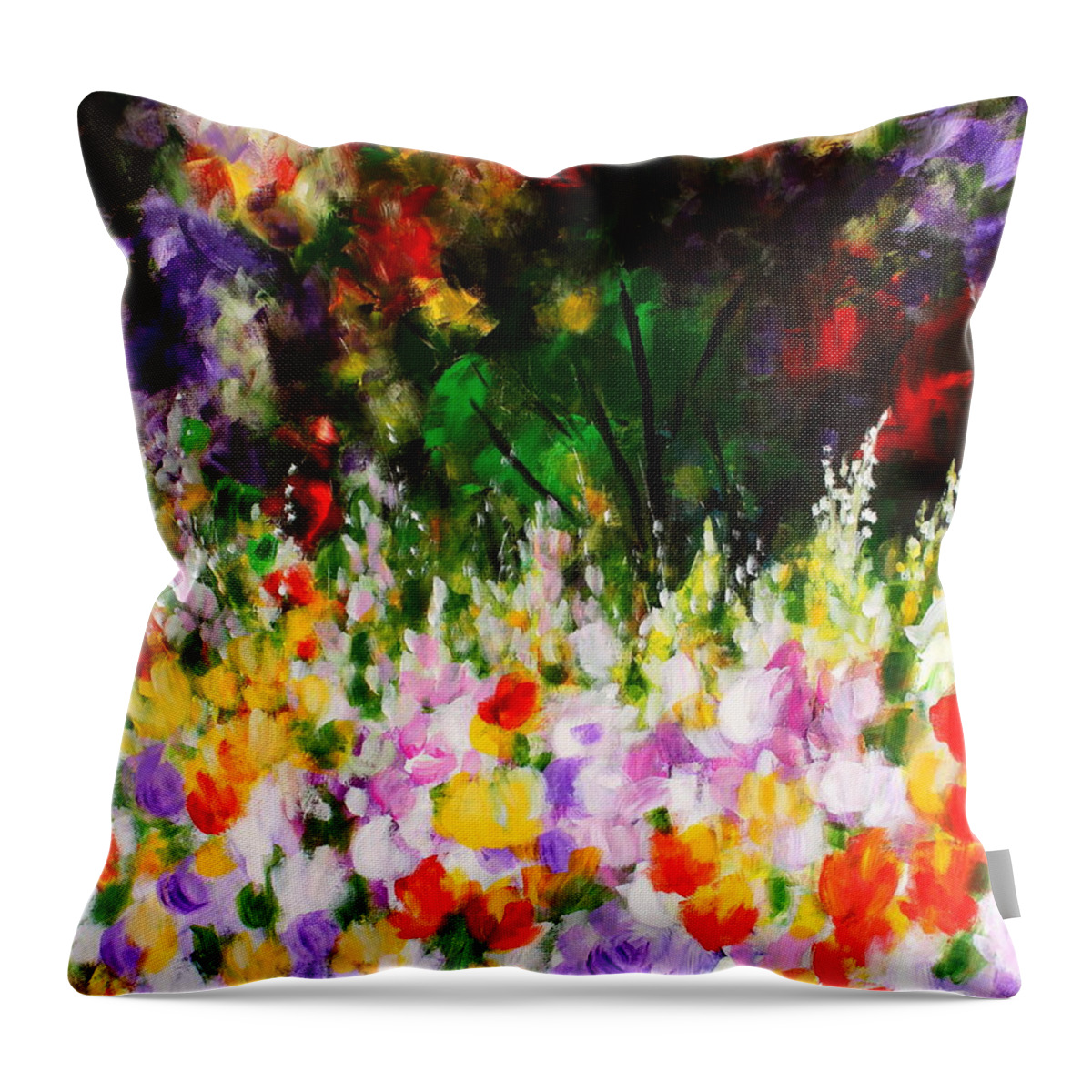 Floral Throw Pillow featuring the painting Heavenly Garden by Kume Bryant