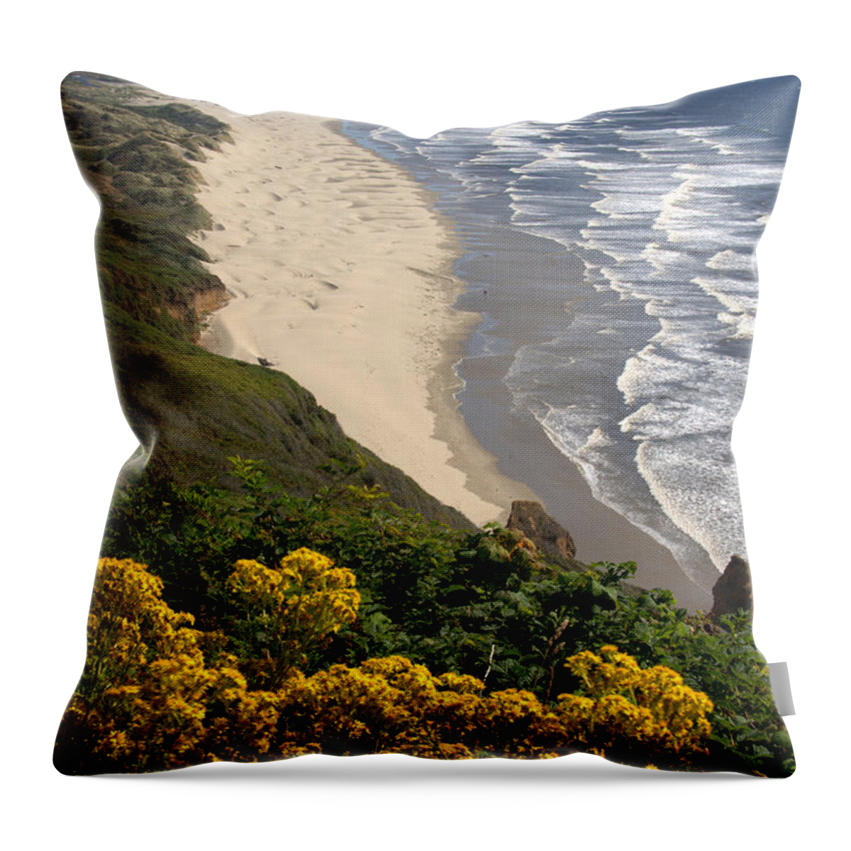 Heceta Beach Throw Pillow featuring the photograph Heceta Beach View by Mick Anderson