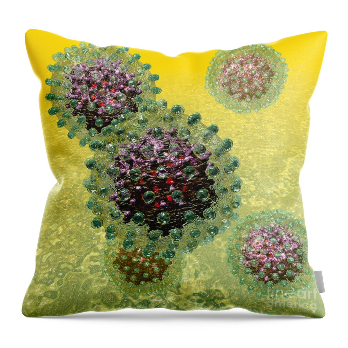 B Throw Pillow featuring the digital art Hepatitis B virus particles by Russell Kightley