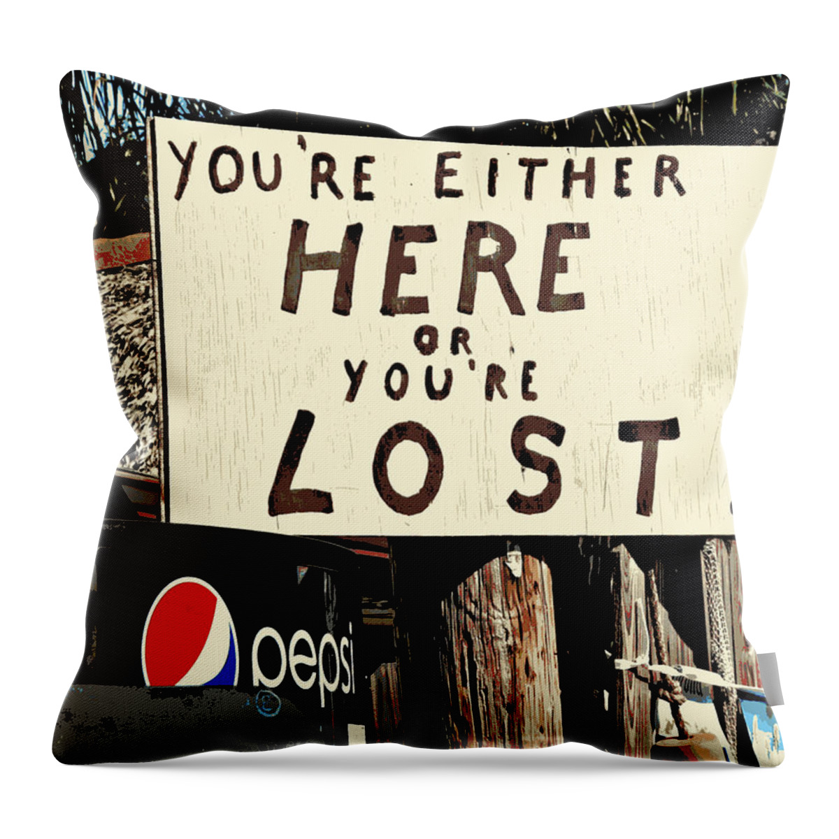 Signs Throw Pillow featuring the photograph Here or Lost by Jo Sheehan