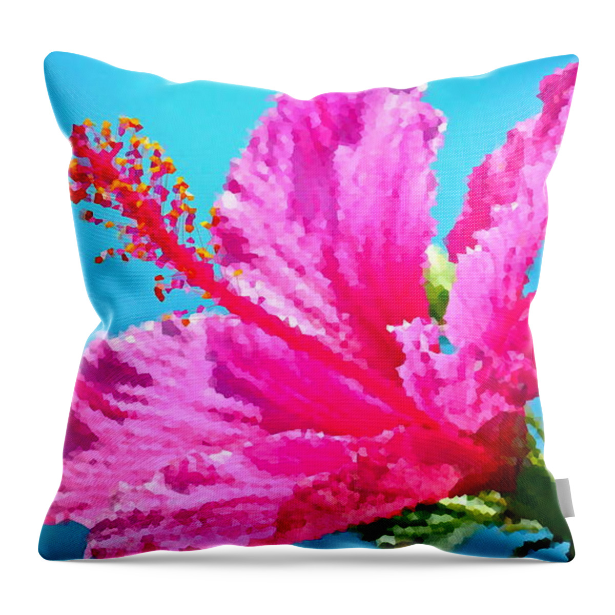 Hibiscus Throw Pillow featuring the photograph Hibiscus Crystal Luster by Gwyn Newcombe