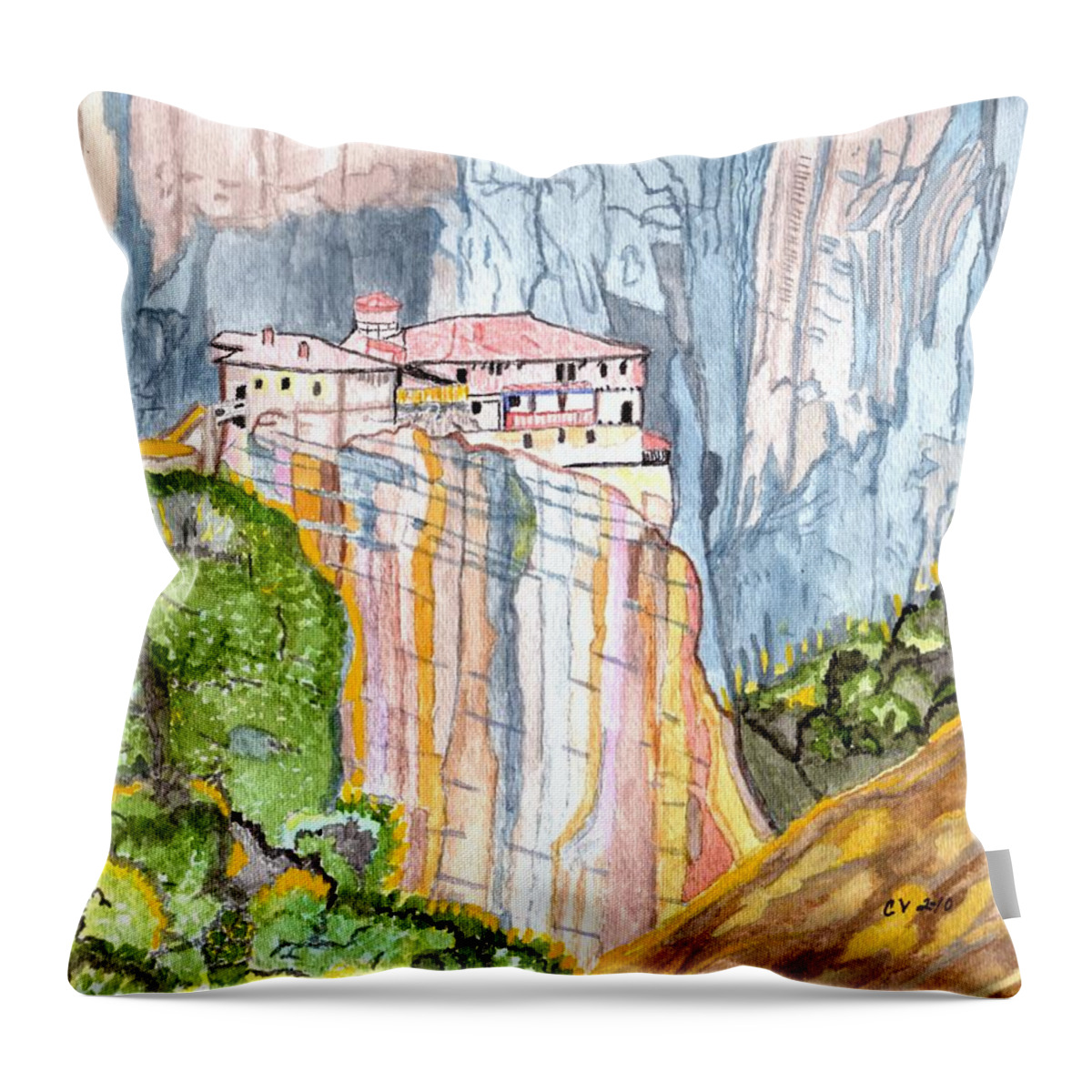 Greese Throw Pillow featuring the painting Hidden Away by Connie Valasco