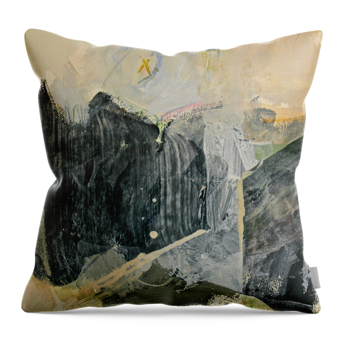 Abstract Paintings Throw Pillow featuring the painting Hits And Mrs or Kami Hito e Detail by Cliff Spohn