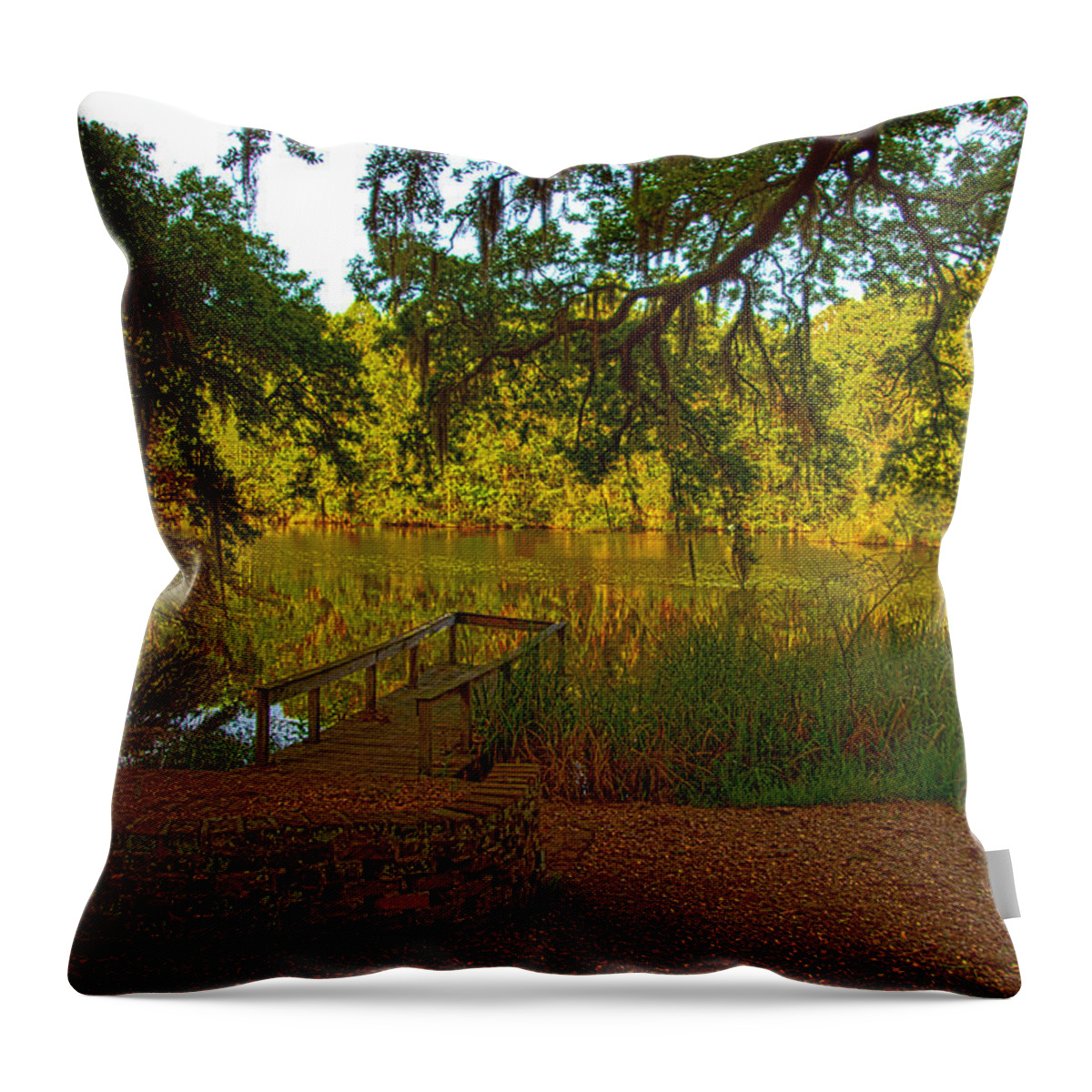 Pond Throw Pillow featuring the photograph Hobcaw Barony Pond by Bill Barber