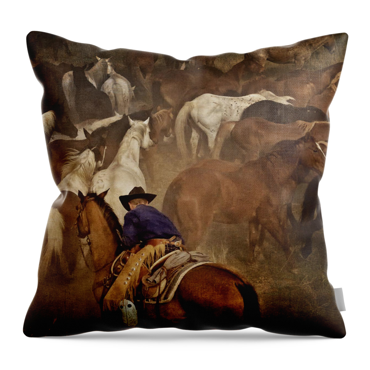 Horse Throw Pillow featuring the photograph Holding Herd by Pamela Steege