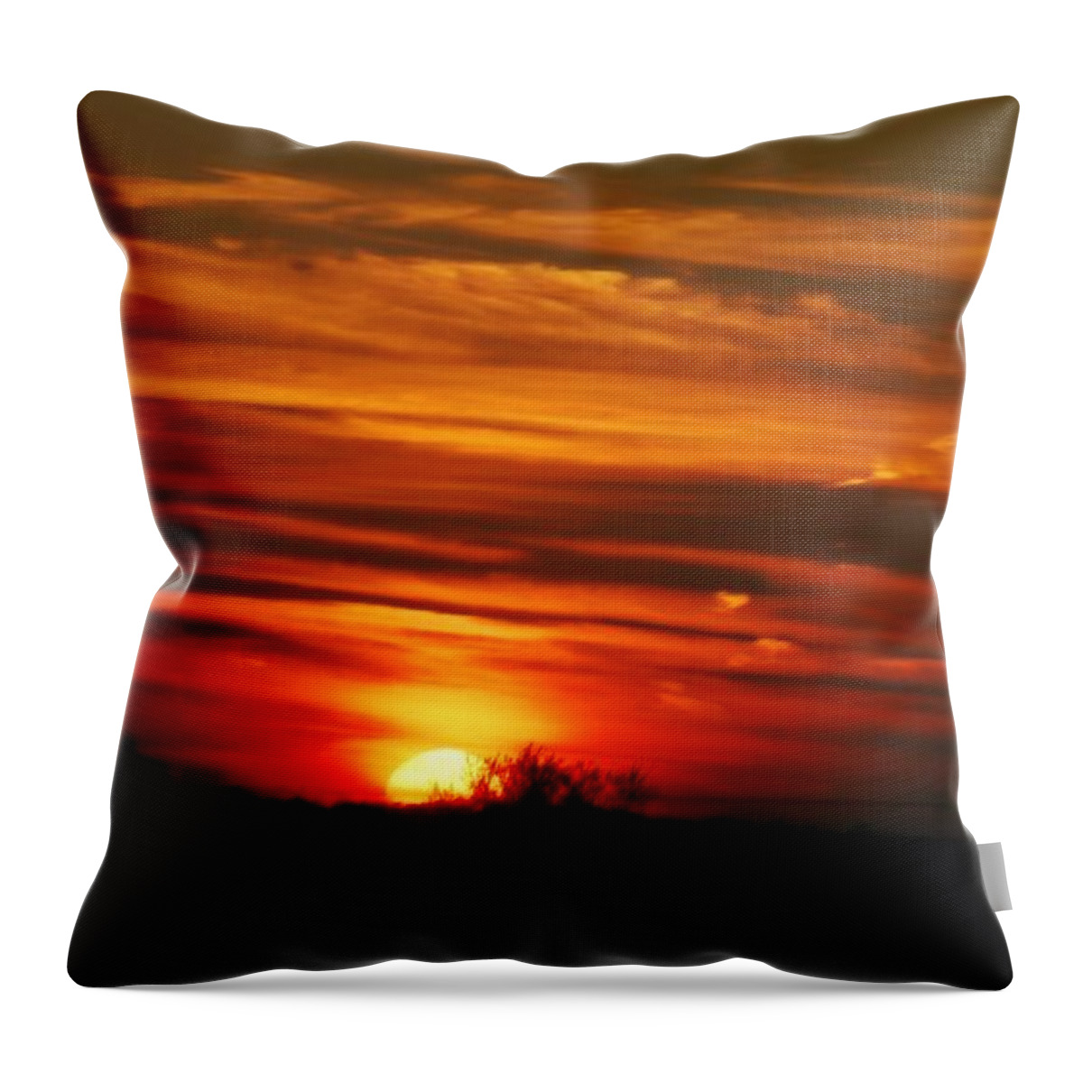 Landscape Throw Pillow featuring the photograph Hot Summer Night Sunset by Peggy Franz