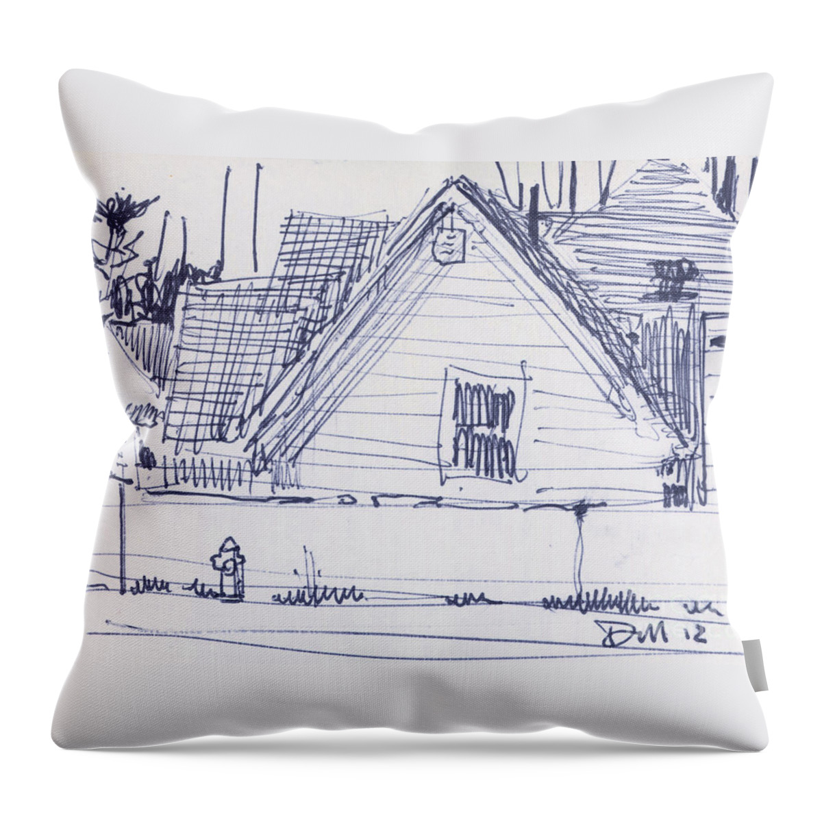 Drawing Throw Pillow featuring the drawing House Sketch One by Donald Maier