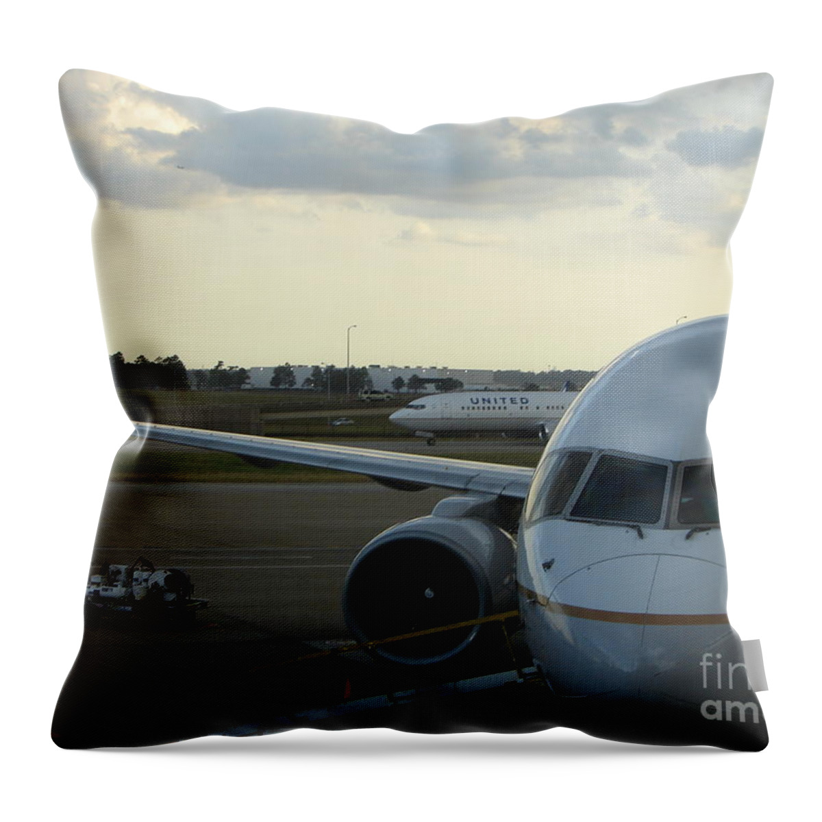 Airplane Throw Pillow featuring the photograph Houston by Priscilla Richardson