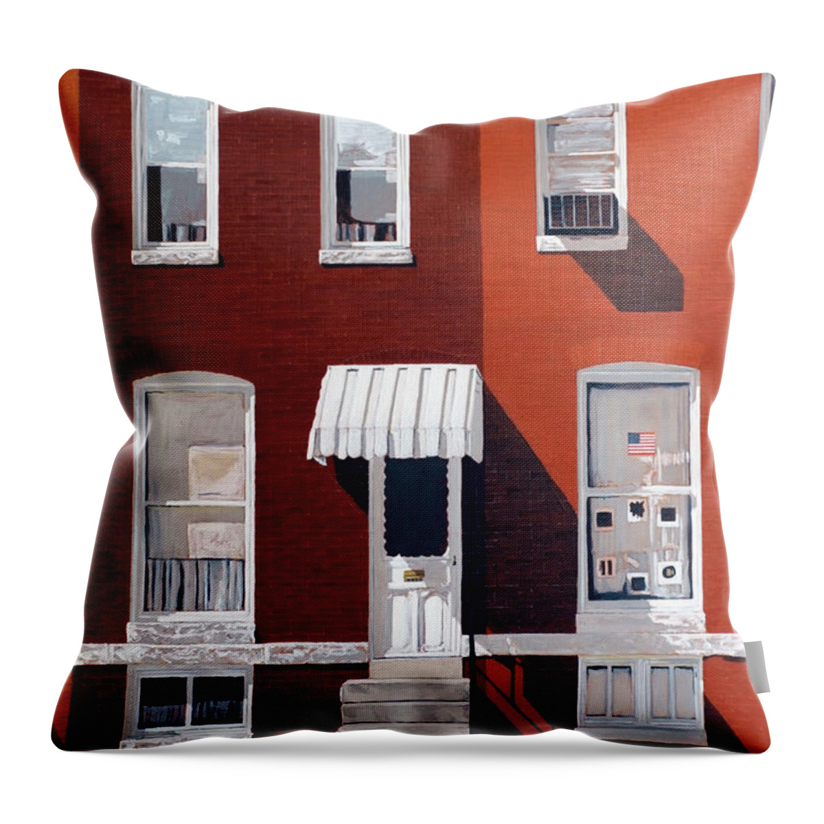 Urban Landscape Throw Pillow featuring the painting Huntingdon Avenue by Craig Morris