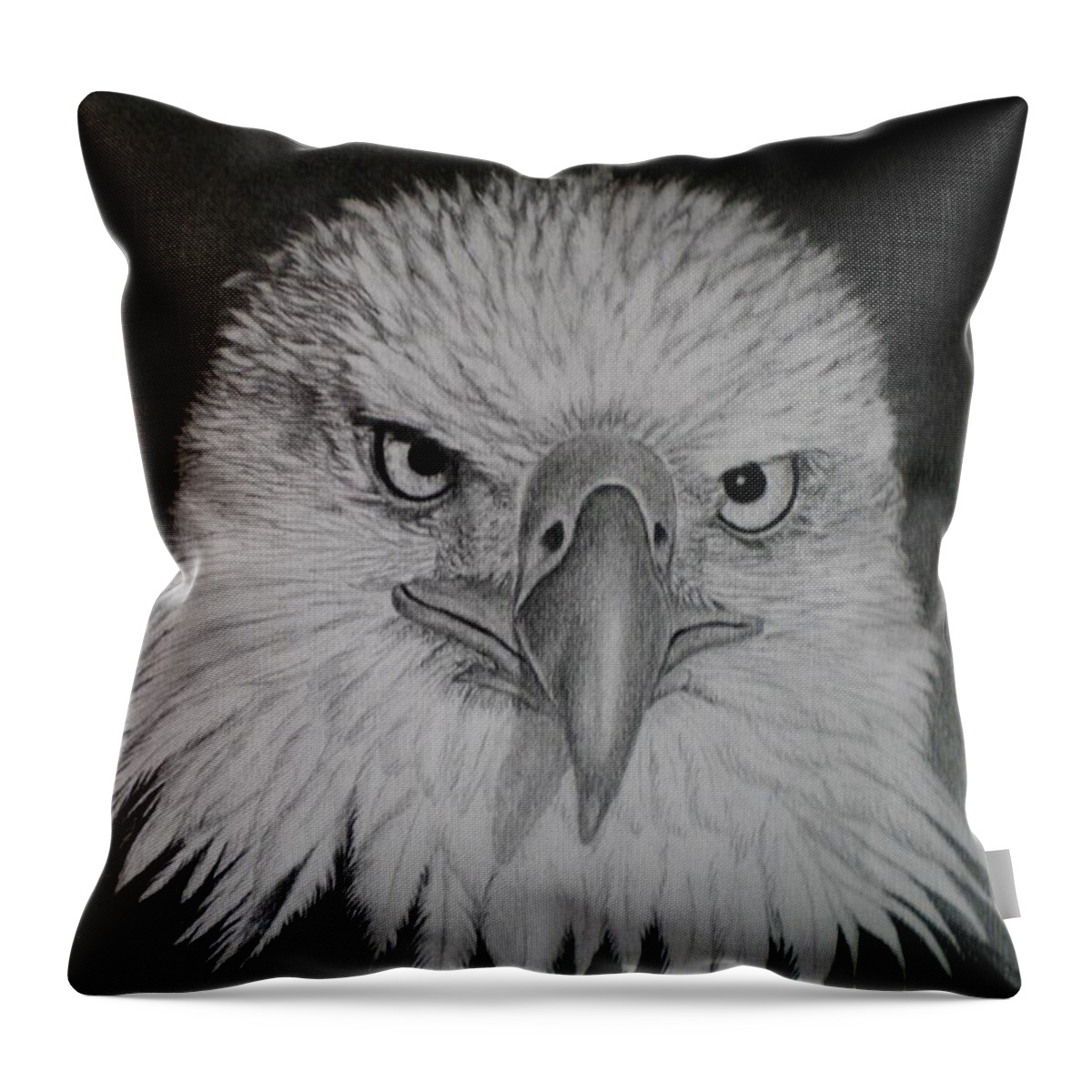Eagle Throw Pillow featuring the drawing I am watching you by Paula Ludovino