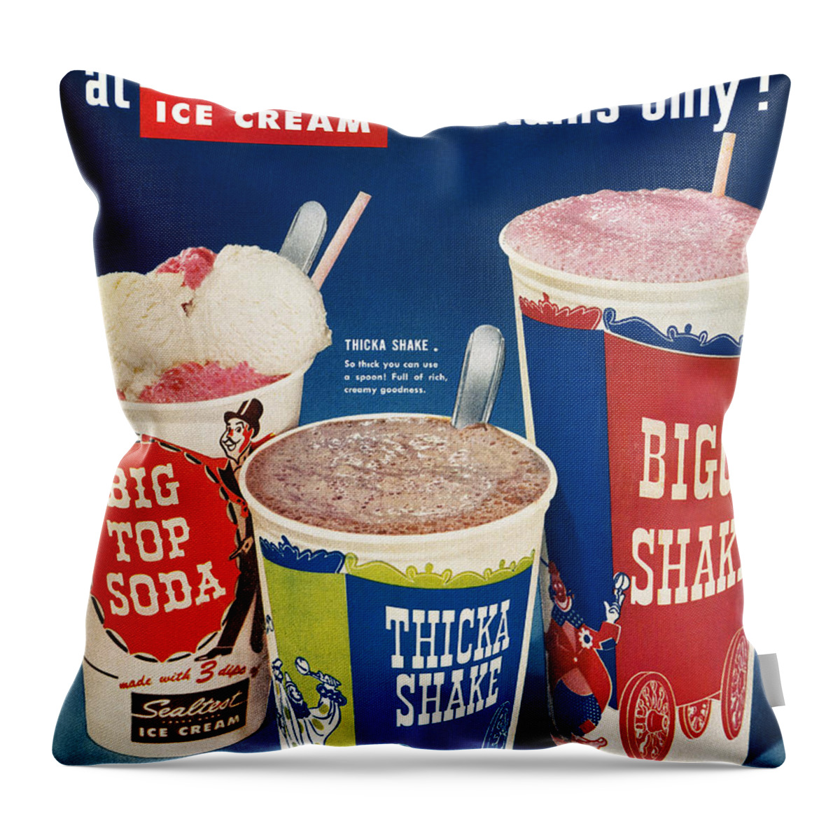 1955 Throw Pillow featuring the photograph Ice Cream Ad, 1955 by Granger