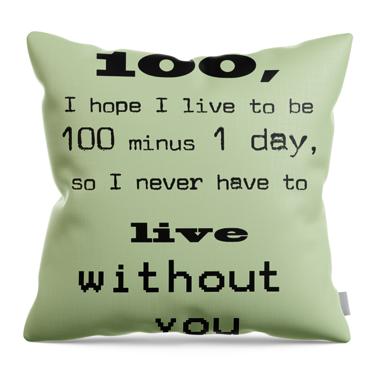 If You Live To Be 100 Throw Pillow featuring the digital art If you live to be 100 in Sage by Georgia Clare