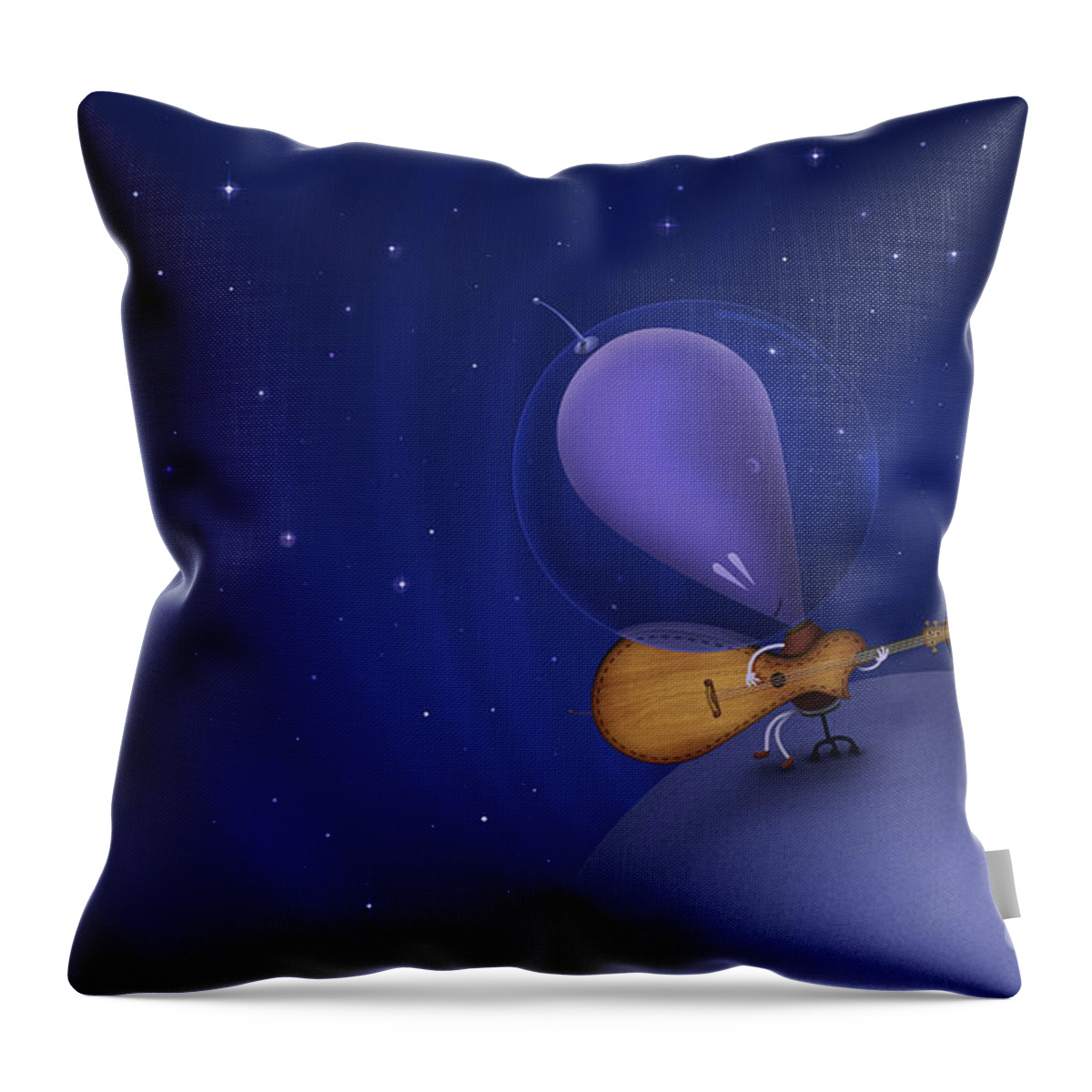 Space Throw Pillow featuring the digital art Illustration Of A Martian Playing by Vlad Gerasimov