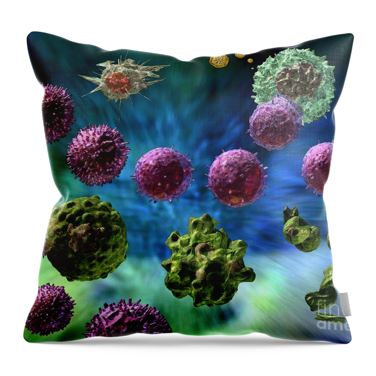 Antigens Throw Pillow featuring the digital art Immune Response Cytotoxic 1 by Russell Kightley