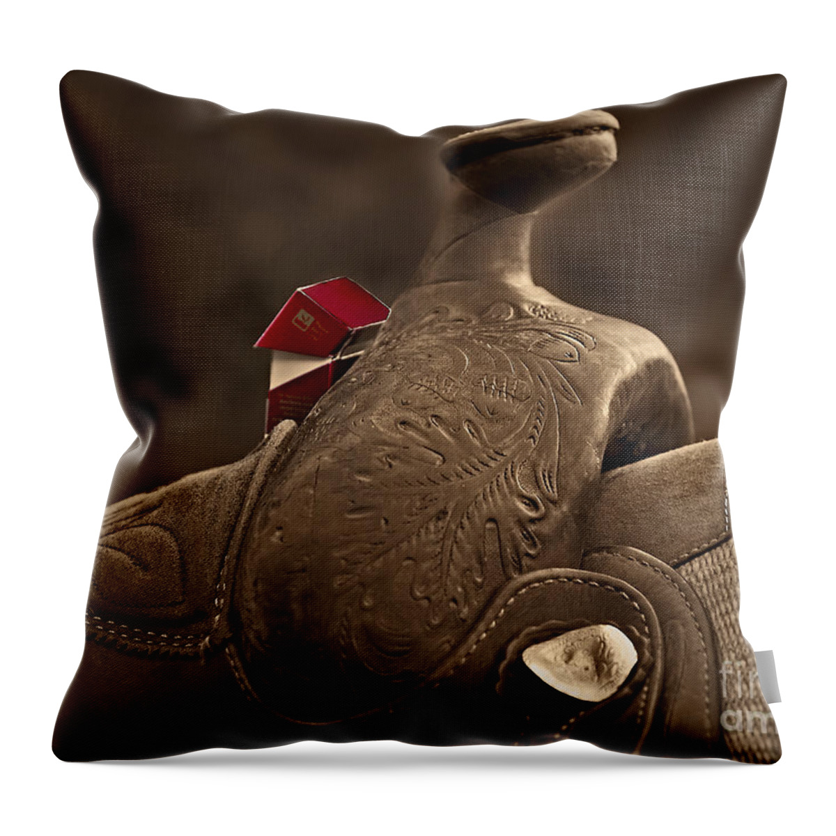 Marlboro Throw Pillow featuring the photograph In The Saddle by Susan Candelario