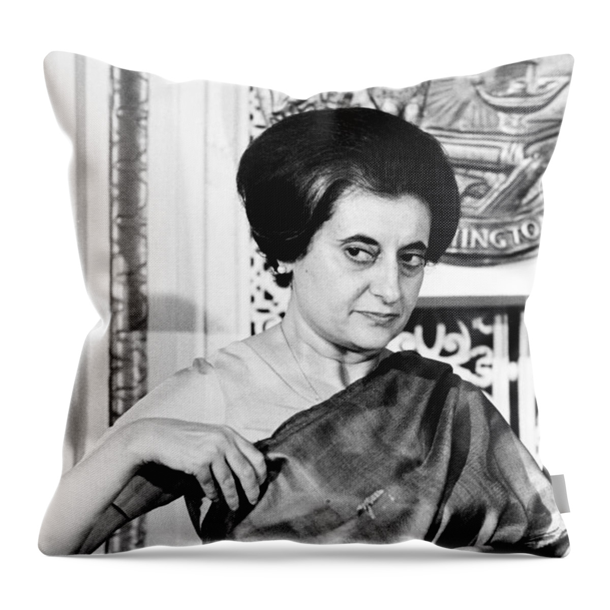 1966 Throw Pillow featuring the photograph Indira Nehru Gandhi by Granger