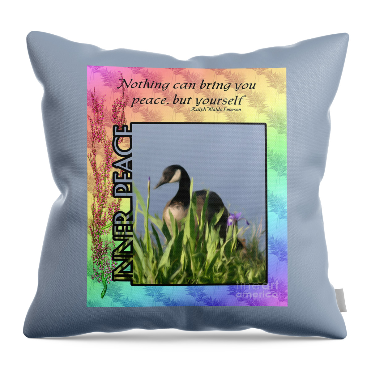 Quote Throw Pillow featuring the digital art Inner Peace Quote by Smilin Eyes Treasures