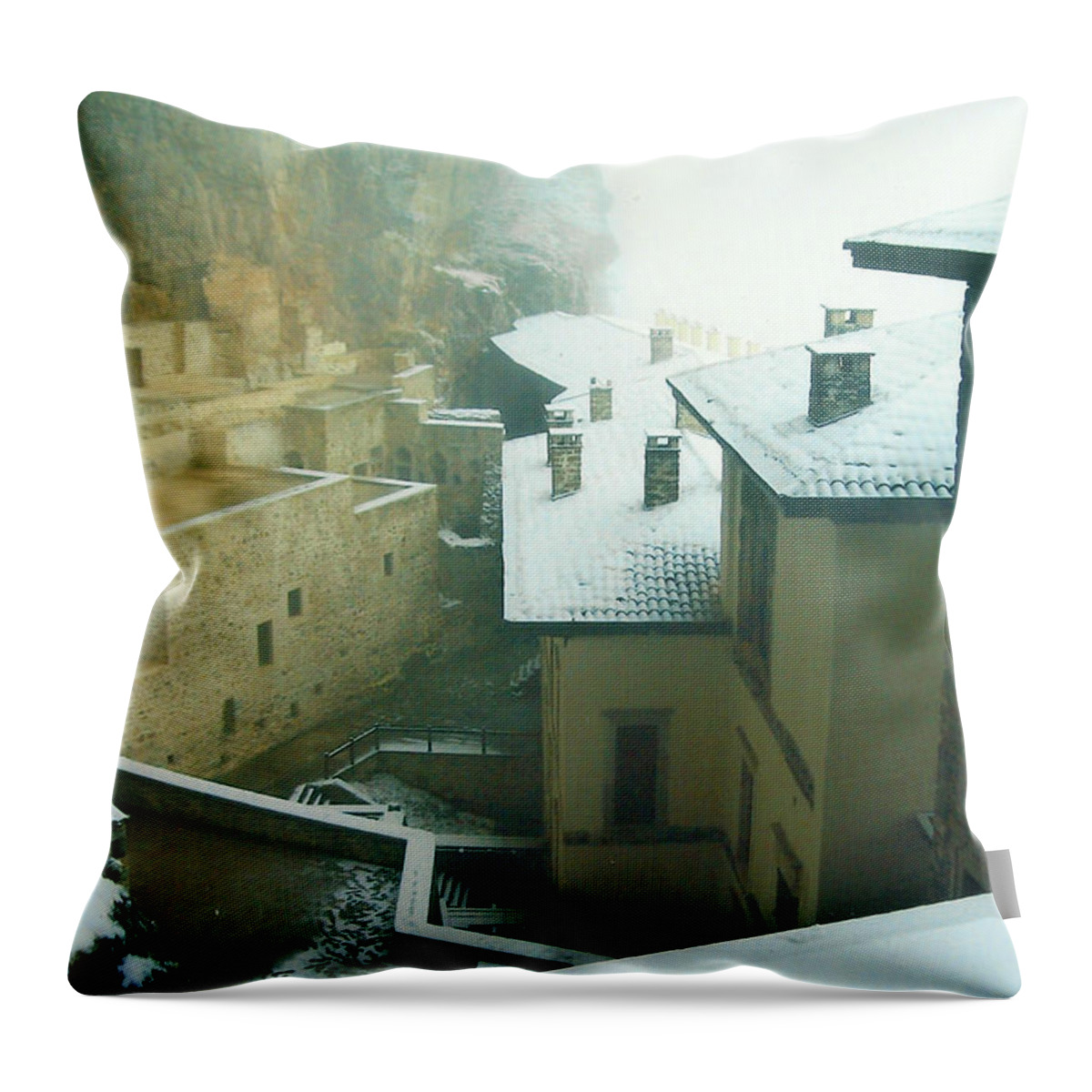 Mountain Monastery Throw Pillow featuring the photograph Inside the Monastery by Lou Ann Bagnall