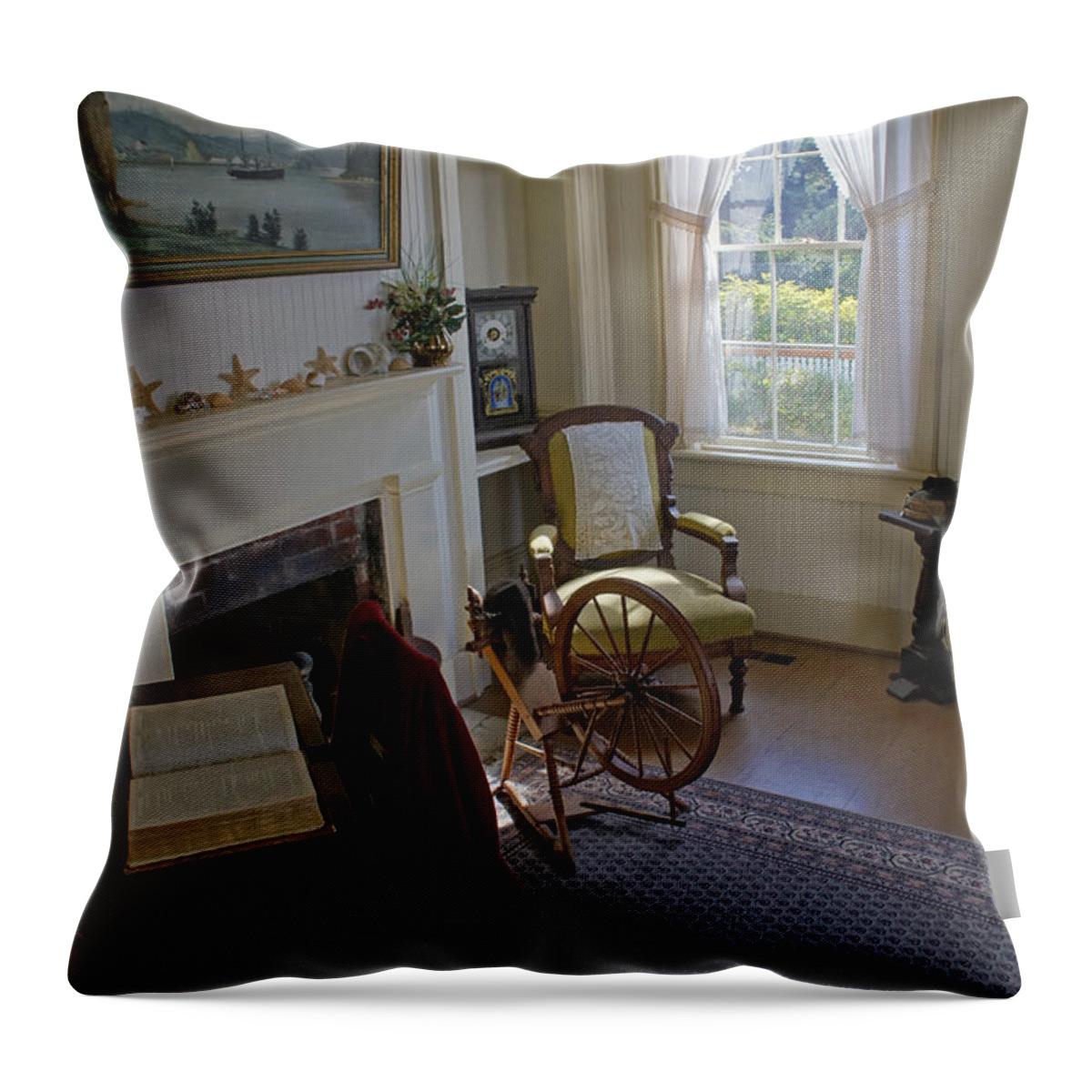 Lighthouse Throw Pillow featuring the photograph Inside Yaquina Bay Lighthouse by Mick Anderson