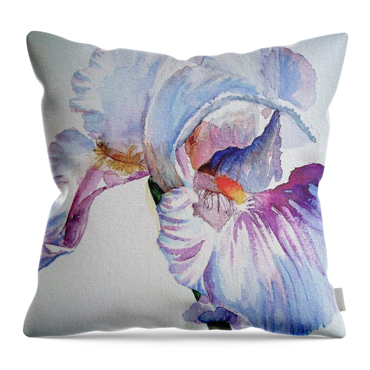 Iris Garden Throw Pillow featuring the painting Iris in the Garden by Sharon Mick