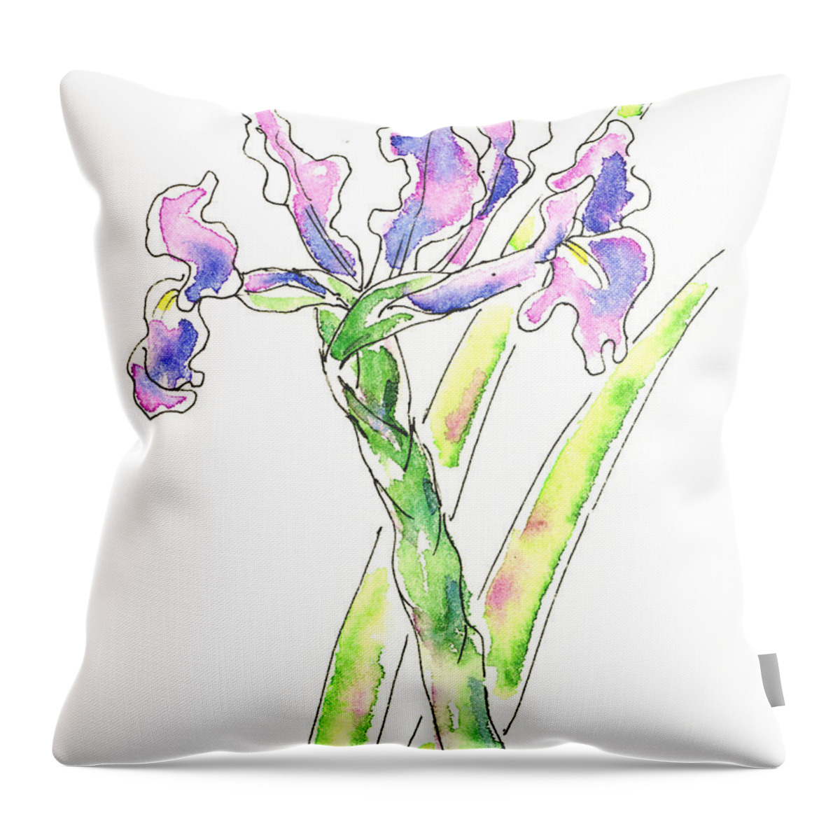 Iris Throw Pillow featuring the painting Iris Watercolor Painting 1 by Gordon Punt