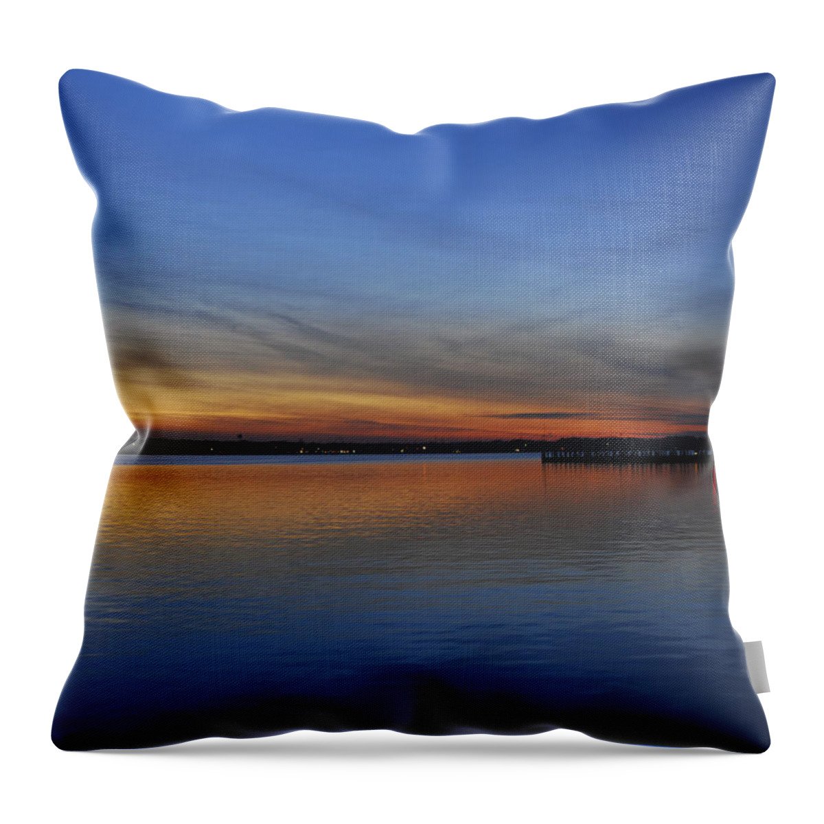 Terry D Photography Throw Pillow featuring the photograph Island Heights at Dusk by Terry DeLuco