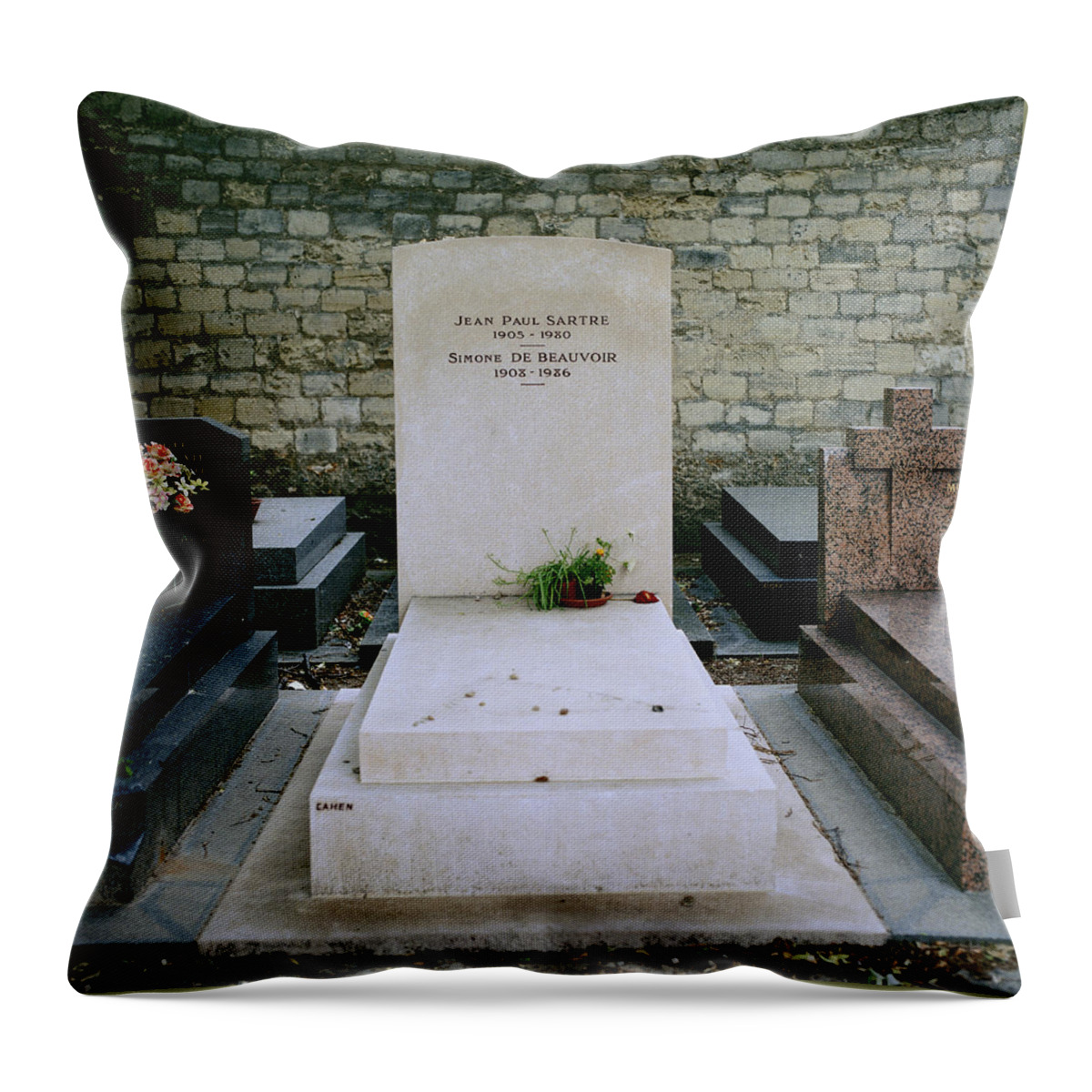 Sartre Throw Pillow featuring the photograph Jean Paul Sartre by Shaun Higson