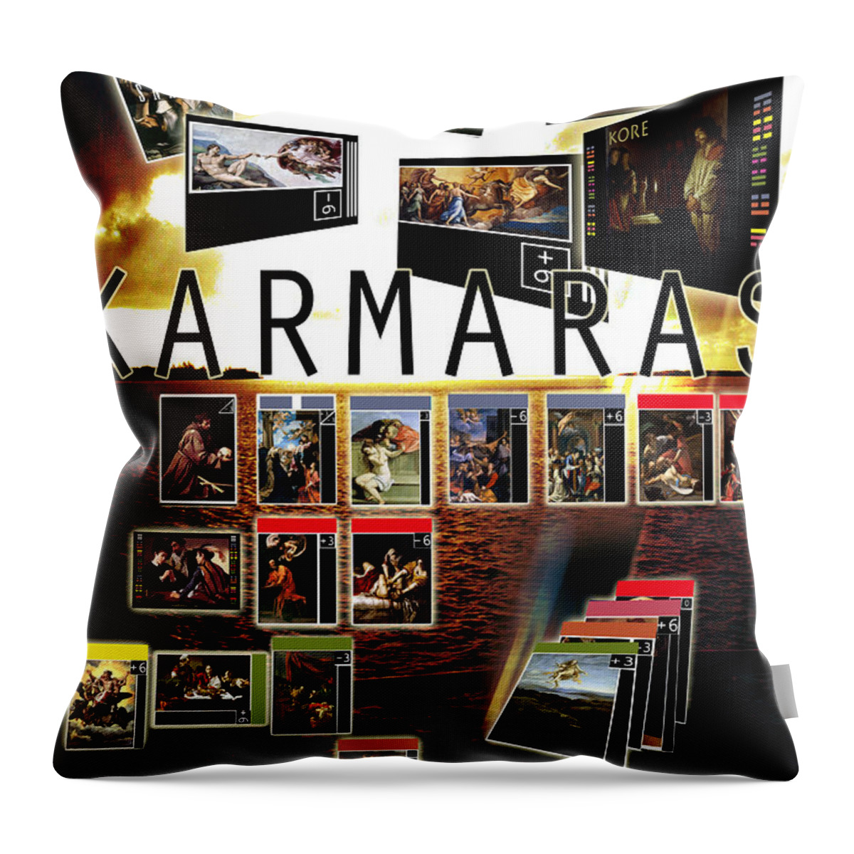  Throw Pillow featuring the painting Karmaras Poster Baroque by John Gholson