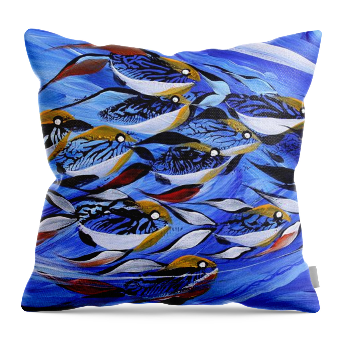 Fish Throw Pillow featuring the painting Keep it Together by J Vincent Scarpace