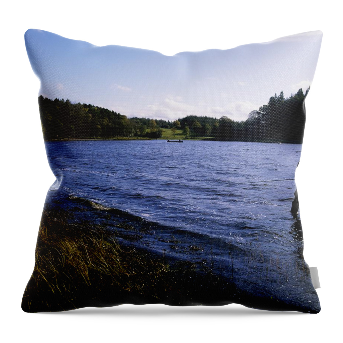 Background People Throw Pillow featuring the photograph Killykeen Forest Park, Co Cavan by The Irish Image Collection 