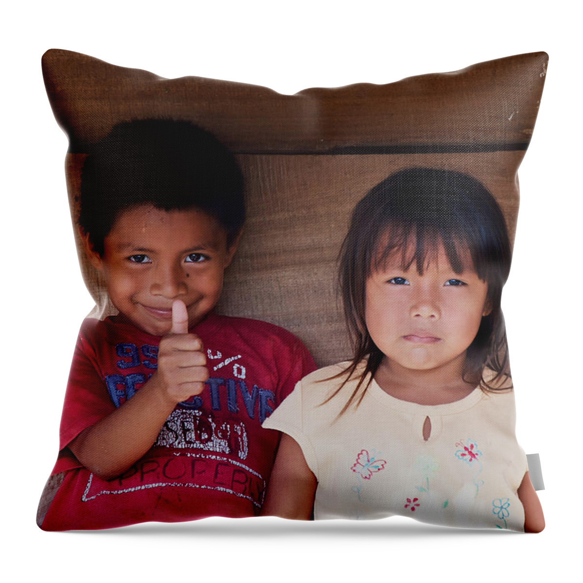 Children Throw Pillow featuring the photograph Kuna Manner by Britt Runyon