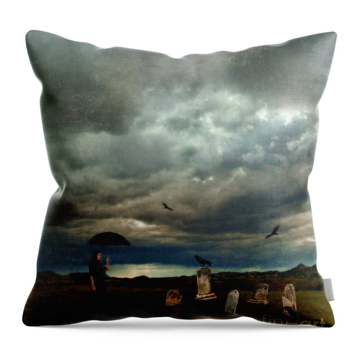 Woman Throw Pillow featuring the photograph Lady in Graveyard by Jill Battaglia