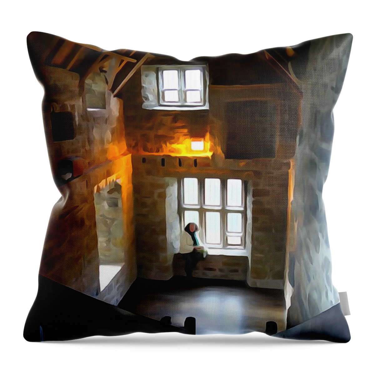 Castle Throw Pillow featuring the photograph Lady In Waiting by Norma Brock