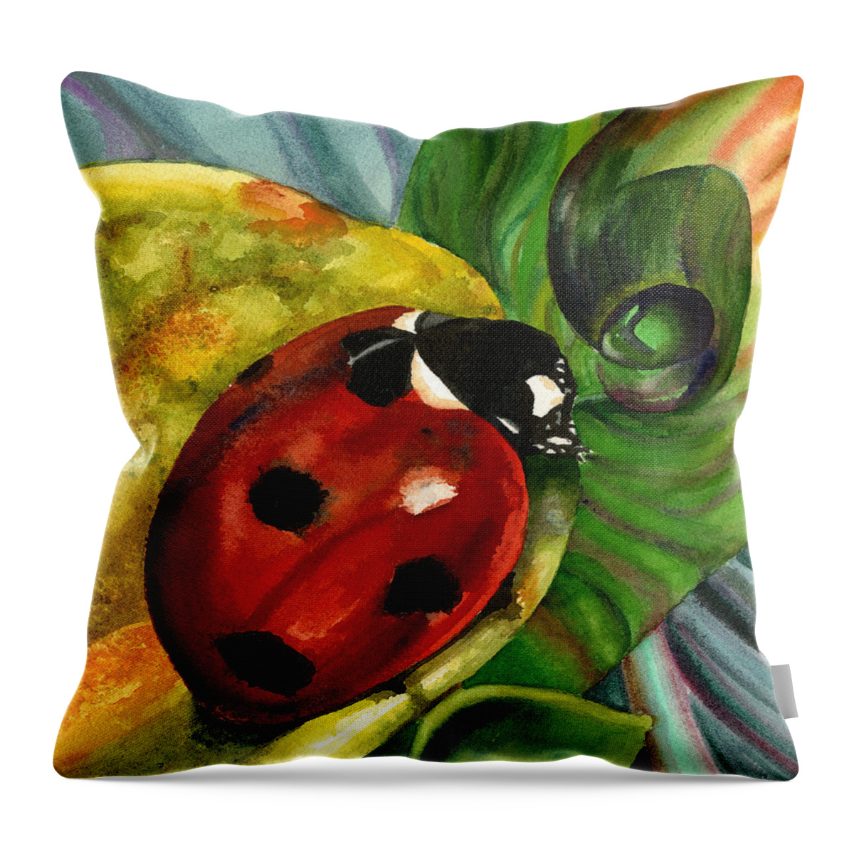 Ladybug Painting Throw Pillow featuring the painting Ladybug by Anne Gifford