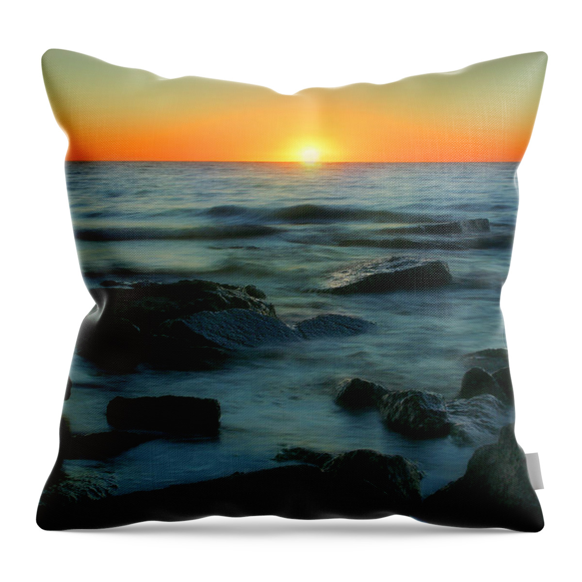 Lake Erie Throw Pillow featuring the photograph Lake Erie Sunset by Cindy Haggerty
