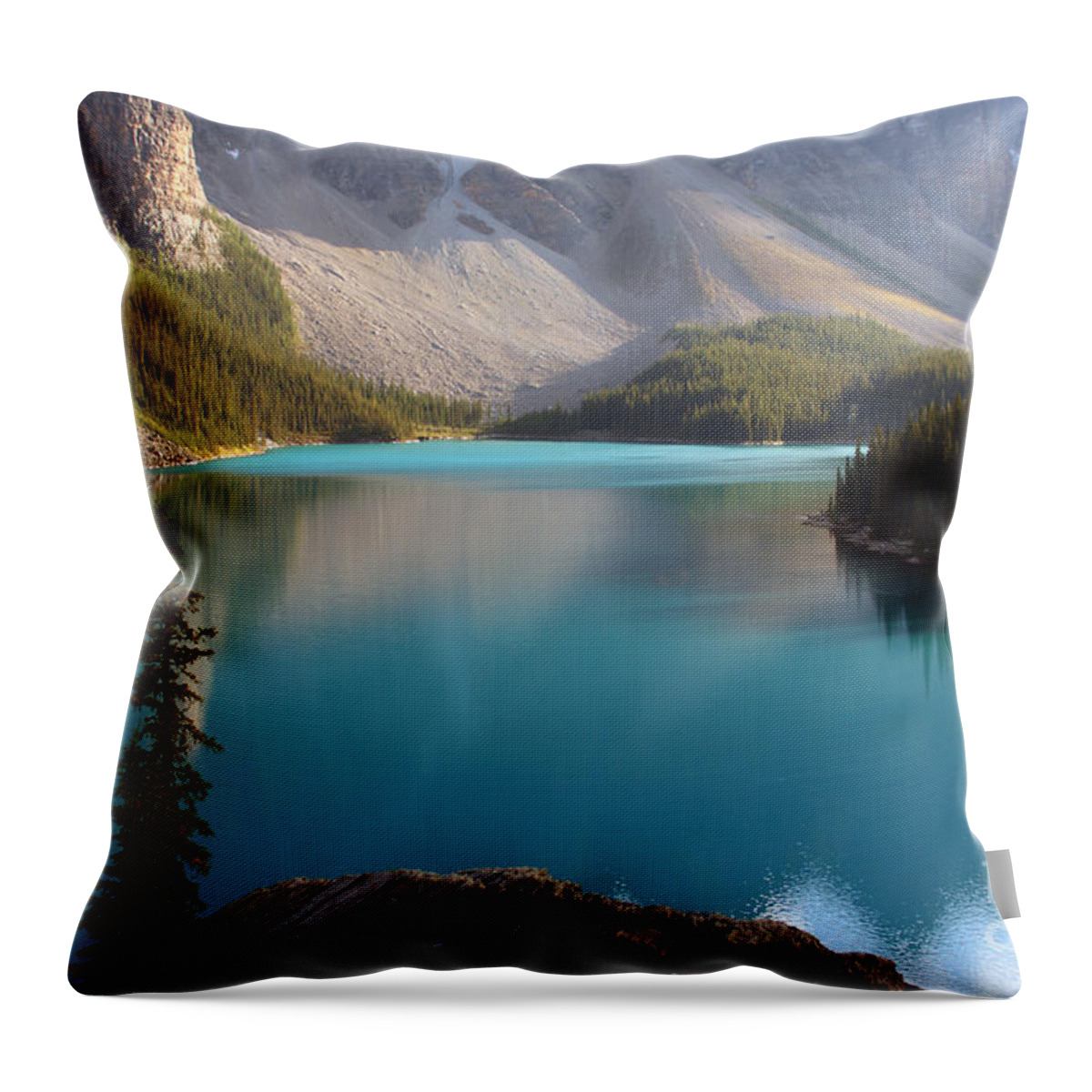 Moraine Lake Throw Pillow featuring the photograph Lake by Milena Boeva