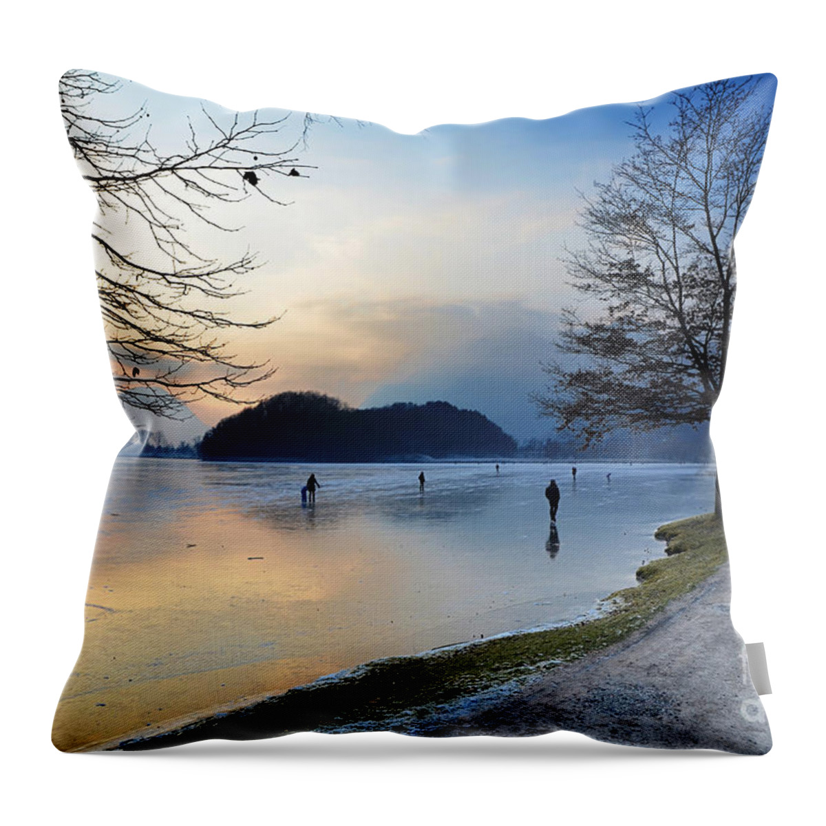 Ice Throw Pillow featuring the photograph Lake with ice by Mats Silvan