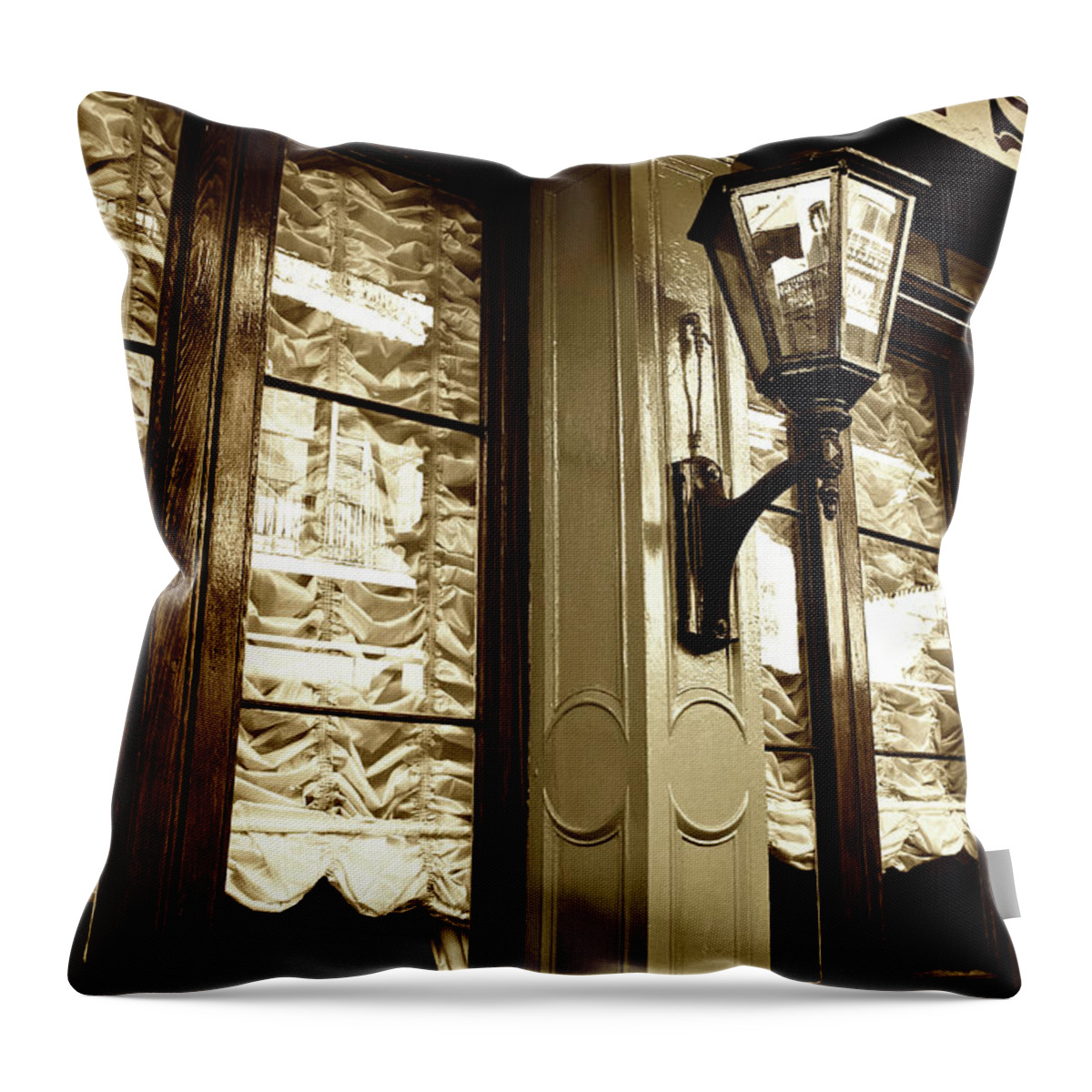 Lamp Throw Pillow featuring the photograph Lamp and Window Reflections by Frances Ann Hattier