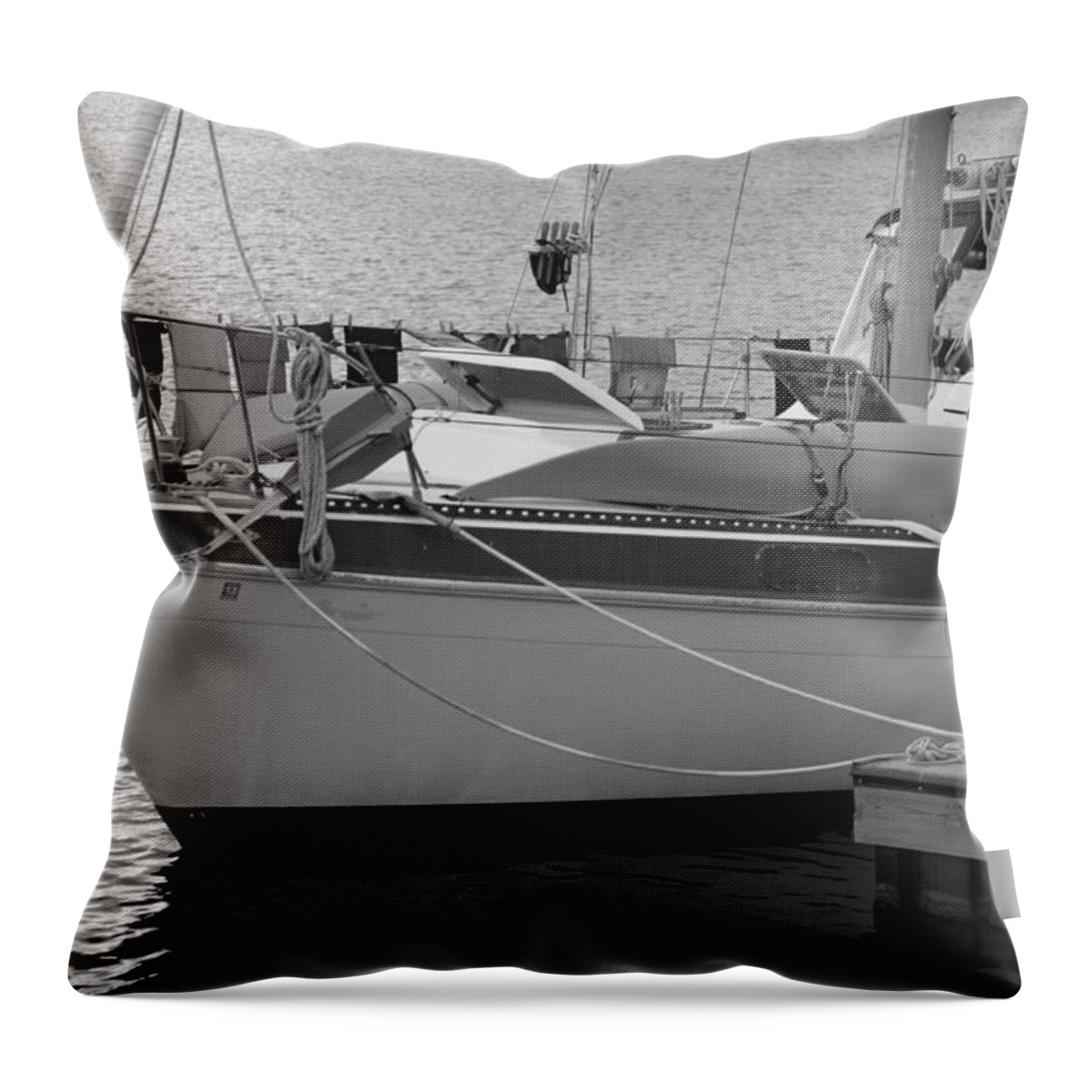 Black And White Throw Pillow featuring the photograph Laundry Day in Black and White by Suzanne Gaff